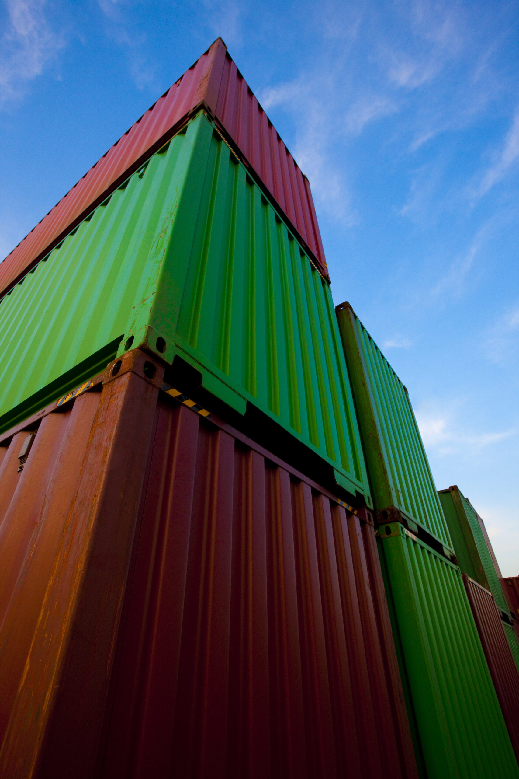 Cargo containers at dusk
