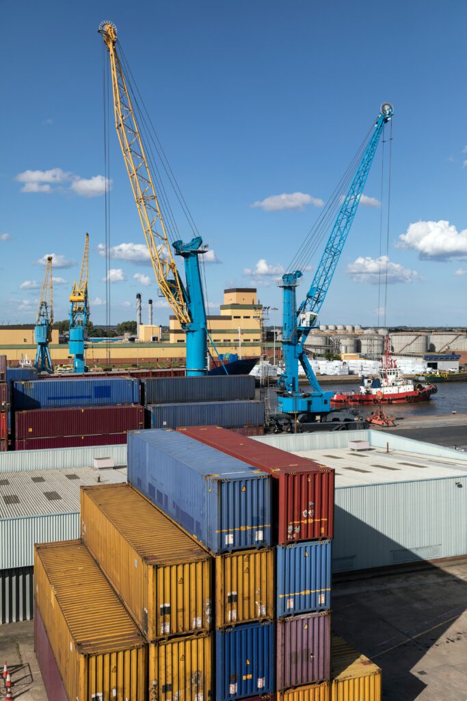 Shipping Containers on the dockside in the Port of Hull in the United Kingdom.