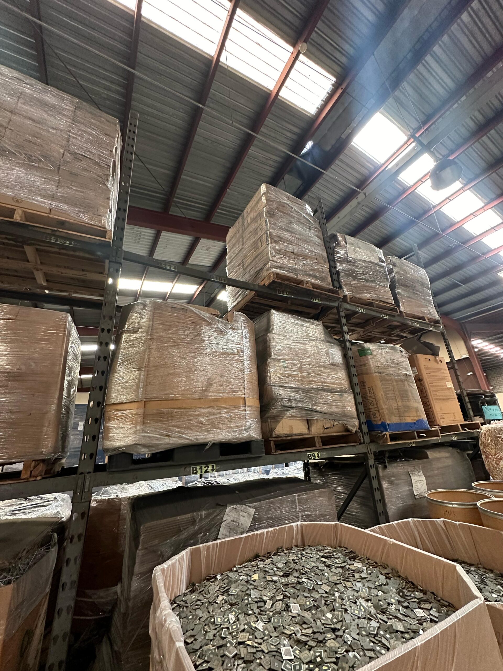 High rack warehouse with boxes