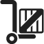 Hand truck with a box vector icon