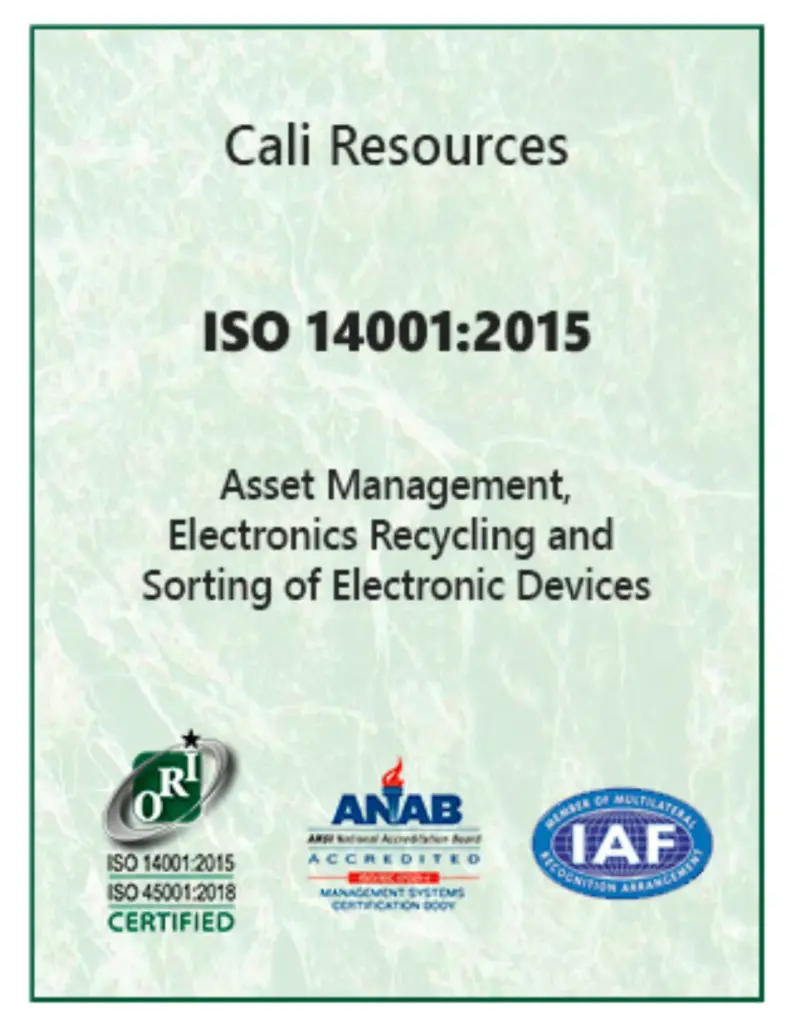 Cali Resource ISO 45001:2015 Certification