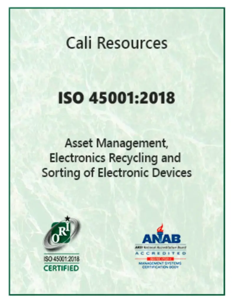 Cali Resource ISO 45001:2018 Certification